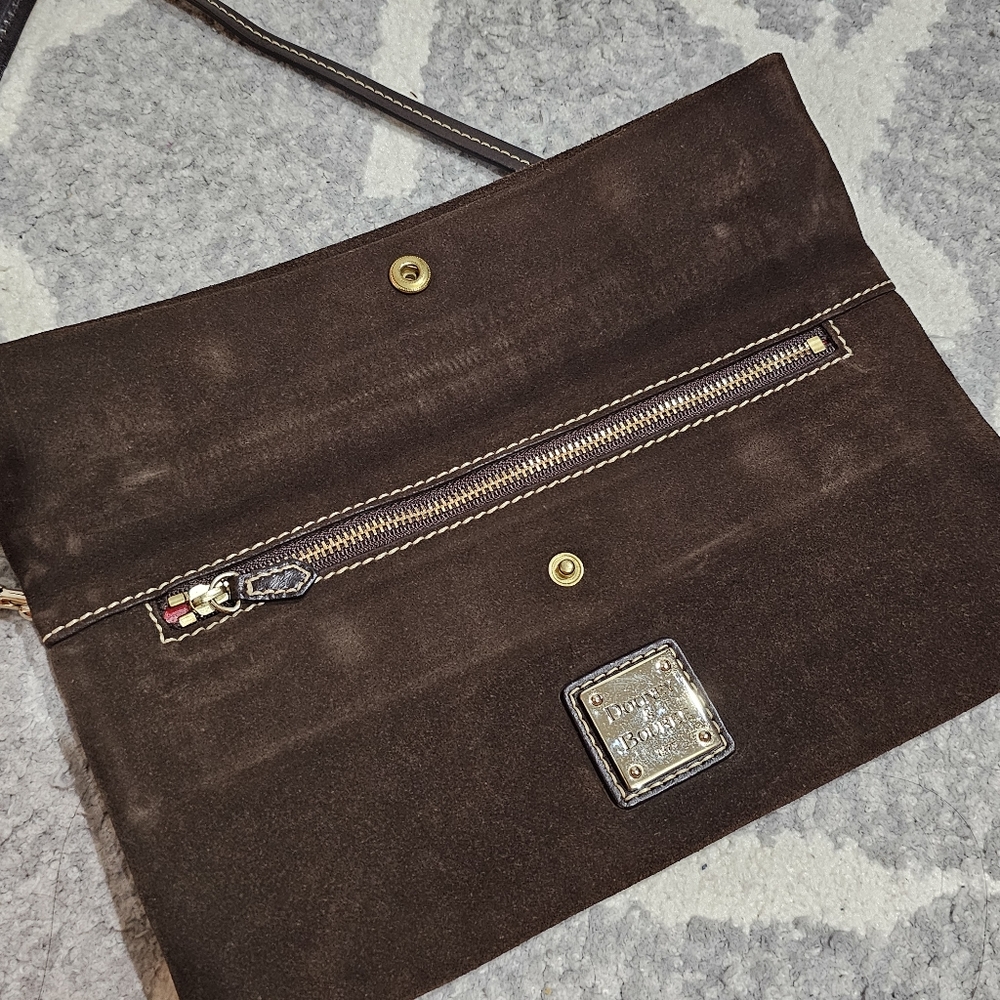 Dooney & Burke Suede Fold Over Clutch Shoulder and Wristlet Bag - Picture 5 of 13